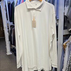 Peter Millar White Long Sleeve Polo Shirt